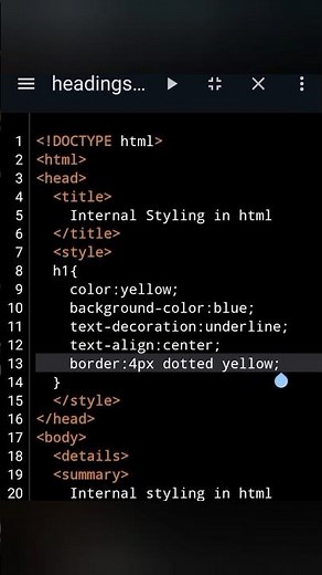 Internal CSS Using CSS properties In HTML #htmlandcss #internalcss #html #htmltutorial
