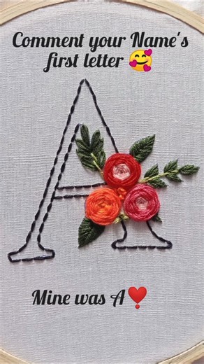 A letter Embroidery🧵🥰 #embroideryart#handembroideryforbeginners#embroiderylover