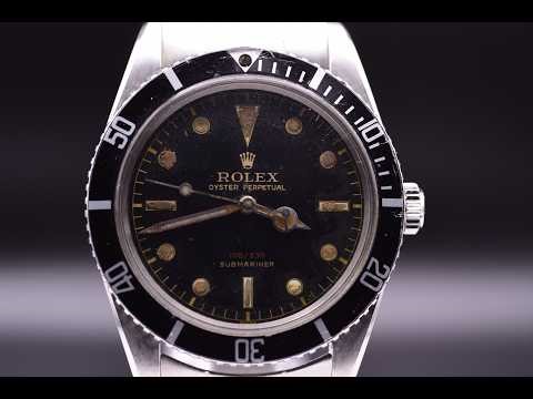 Lot 50 Rolex Ref. 6536/1 Small Crown Submariner Rare "Red Depth" Rating Gilt Dial 1955