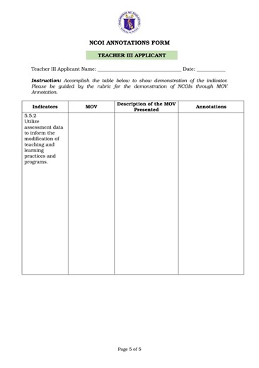 NCOI Portfolio Annotation Forms/ PAF per Teaching positions. Teacher II- VII check nio lang yung position na aapplyan ninyo. Ipractice na ninyong magsulat ng description at annotation base sa MOVs na sinubmit ninyo. FOLLOW FOR MORE... #monthlychallenge #personalgrowth #CareerMilestone #successstory | Teacher Thuazon