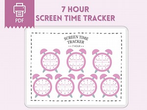 Screen Time Tracker, Screen Time Chart, Habit Tracker 1 Child/7 Hour - Etsy