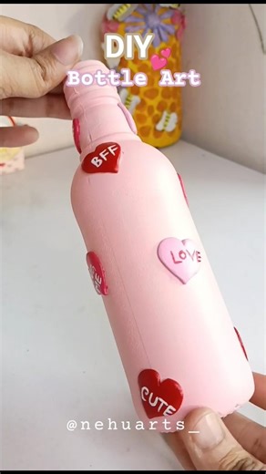 DIY bottle Art 💕#diy #bottleart #ytshorts #valentinesday #viralreels
