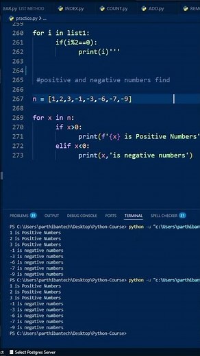 Positive Negative Numbers python List #python #pythonprogramming