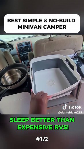 Minivan camper set up (simple and comfortable) (1/2) #nobuild #CarCamping #VanLife #foryoupage❤️❤️ #FYP #viral