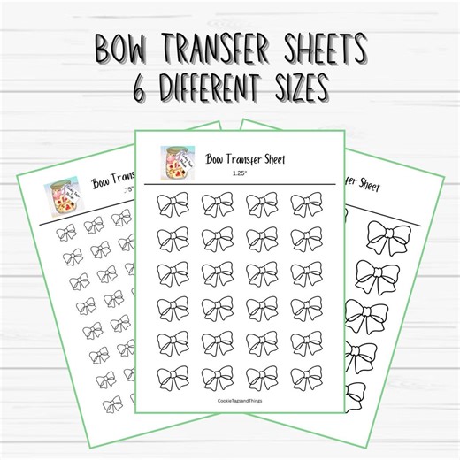 Bow Cookie Transfer Sheet | Assorted Sizes (digital Download) - Etsy