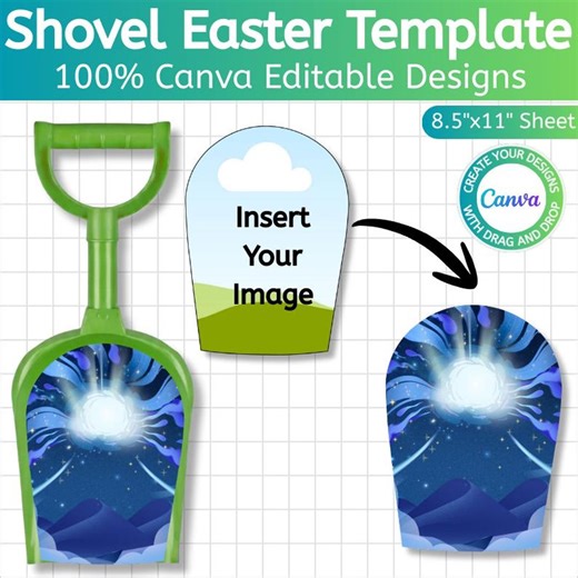 Shovel Easter Template, Canva Editable Shovel Treat Easter Candy Shovel, Kids Easter Party Favor, Bunny Shovel Wrapper, Instant Download - Etsy