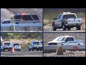 Police Trucks Responding Code 3 Urgently! - BLM Rangers, and Las Vegas Metro Police