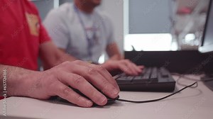 Office workers using computer mouse and keyboard technology startup Stock Video