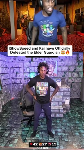 IShowSpeed and Kai Defeat the Elder Guardian Minecraft Battle