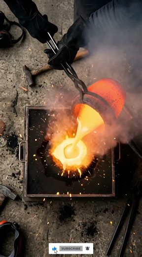 Molten Copper Pour → Treasure Coin Cast 🔥 Satisfying Sand Casting