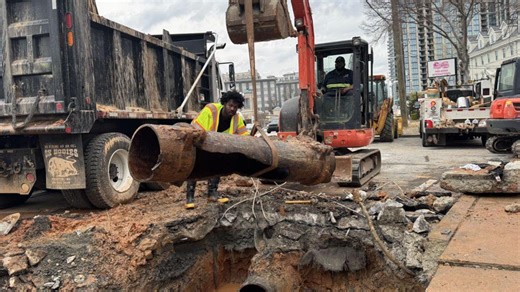 Crews repair water main break on Peachtree Road in Atlanta