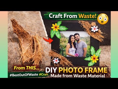 Waste Coconut Husk Photo Frame | Easy Rustic DIY Craft 🌿✨