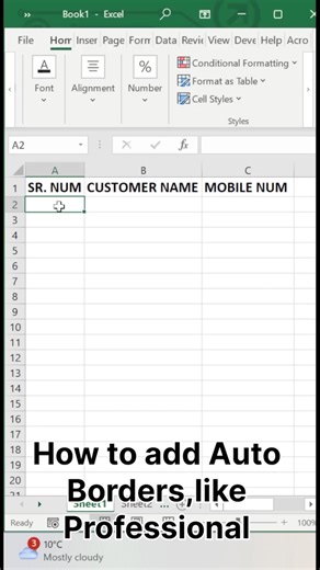Excel Auto Borders conditional formatting, #ExcelTips#ExcelTrick#ExcelShorts#ExcelReels#MSExcel#