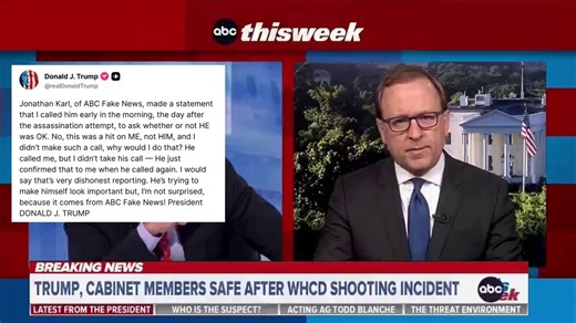 🚨 NOW: President Trump CALLS OUT Jon Karl for saying 47 called him "early in the morning" to ask if "HE was OK" after the assassination attempt"Jonathan Karl, of ABC Fake News, made a statement that I called him early in the morning, the day after the assassination attempt, to ask whether or not HE was OK. No, this was a hit on ME, not HIM, and I didn’t make such a call, why would I do that?""He called me, but I didn’t take his call — He just confirmed that to me when he called again. I would s