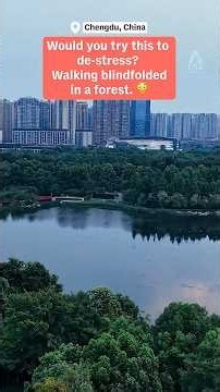 Walking blindfolded in a forest to destress at night? 😳 #China #chengdu