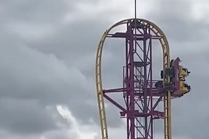 Riders stranded halfway up rollercoaster after ride breaks down at theme park
