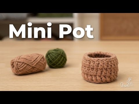 Crochet Mini Pot 🌿 Free Pattern | Easy Coaster Holder (No Sewing)