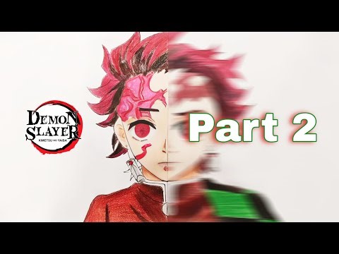 Step by Step Drawing Tanjiro's Demon Face – Easy Tutorial | Part 2
