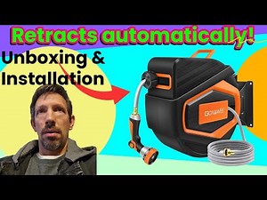 GOXAWEE 100 ft Retractable Garden Hose Reel Review – Automatic Rewind Unboxing | installation