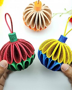 2.3M views · 20K reactions | ❄Christmas Ornaments❄ Handmade Cute Ball Making For Upcoming Christmas Tree Decorations Very Easy Christmas Ball Making Tutorial With Eva Foam Sheet Paper #Christmas #crafts #homedecor | Creative Art & Craft Ideas | Facebook