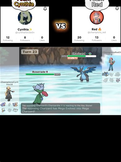 🥰Battle with @champions_red 😳😳#pokemon#cynthia#red