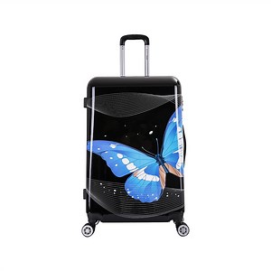 InUSA Print 28" Hardside Lightweight Luggage with Spinner Wheels, Handle, Trolley, Black Butterfly