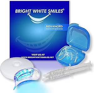 Bright White Smiles Teeth Whitening Kit | LED Light Activated Teeth Whitener | with 2X 5ml 35% Carbamide Peroxide Gel Syringes | Comfort Fit Mouth Tray & Case | for Home Use | Professional Results