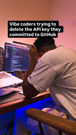 Kelvin Graddick on Instagram: "It’s all vibes until you commit code to GitHub with your (paid) API key in it lol. Now you look like you’re in a hacker movie trying to rotate keys before the bots find them. Real talk: once an API key hits GitHub, even for a few seconds, you should assume it’s compromised… Leaked keys get scanned instantly, so you gotta fix it: 1. Delete it from the repo. 2. Rotate it from your provider’s dashboard. 3. Invalidate the old one completely. 4. Start learning some soft