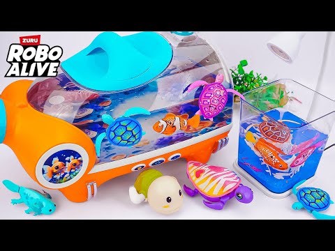 Satisfying With Unboxing Zuru Robo Alive Aquarium With Turtle and Fish Swimming ASMR 🐊 Review Toy