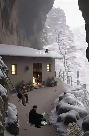 Winter Mountain ASMR. 🌬️🔥 Howling Wind & Crackling Fire | Cinematic Cliff Home Ambience.