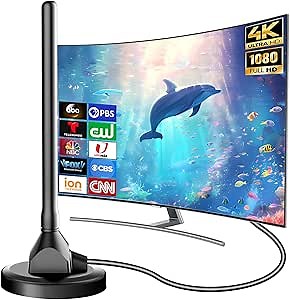 Indoor Antenna for Smart TV,HDTV Antenna with Strong Magnetic Base,TV Antenna for Local Channels,Digital Antenna for TVs Indoor Support 4K 1080p (6.5IN)