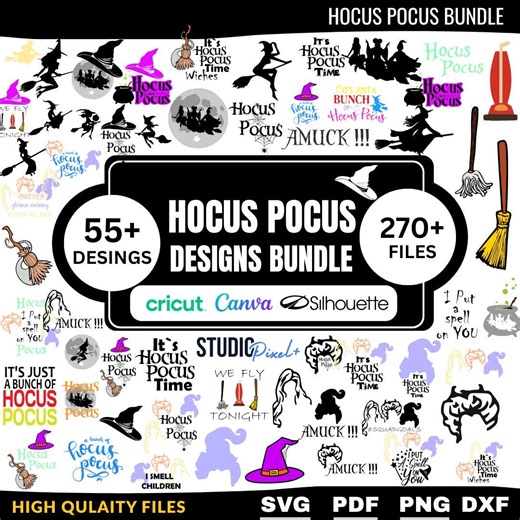 Hocus Pocus SVG Bundle Halloween Shirt Design SVG for Cricut Silhouette Sublimation Spooky Season Witch Vibes Png Pdf Cut Files - Etsy