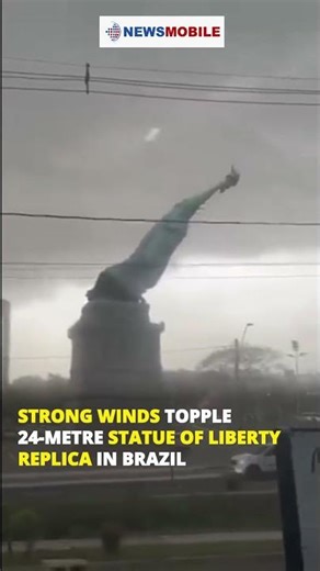 Strong Winds Topple 24-Metre Statue of Liberty Replica in Brazil