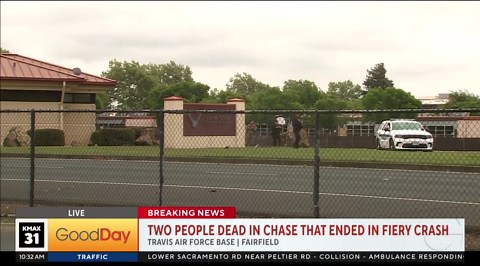2 dead in chase that ended in fiery crash at Travis AFB gate