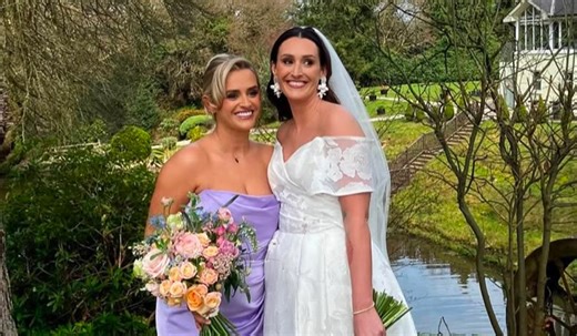 Erin McClean stuns in lilac as bridesmaid for sister's wedding