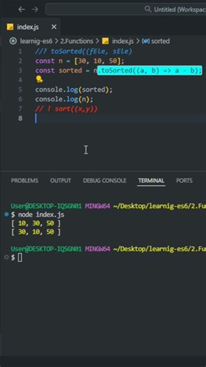 JavaScript ES2023: toSorted() — Sort Safely Without Mutation.#javascript #toSorted