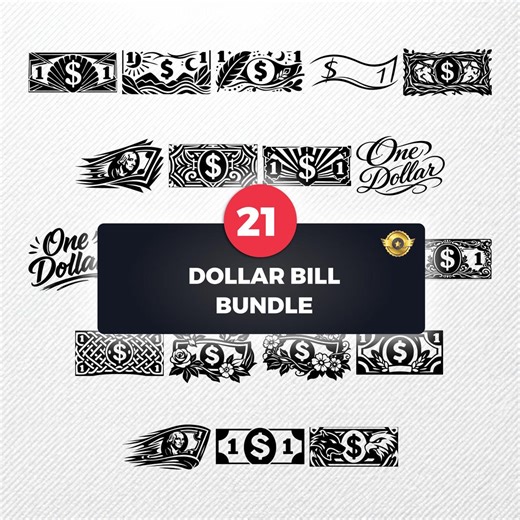 Dollar Bill SVG Bundle | 21 Clipart | PNG EPS Dxf Pdf | Cricut Silhouette Cut Files - Etsy