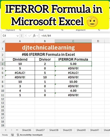 IFERROR Formula in Excel | IFERROR Function in Excel | #iferror #excel #excelshorts #tips #tricks