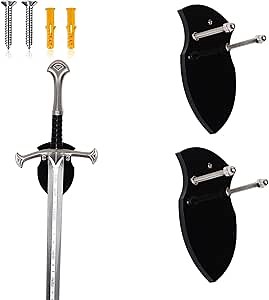 WANLIAN Sword Holder, Axe Holder, Sword Wall Mount, Acrylic Wall Mount for Sword and Axe Vertical Display and Decoration (black 2 pack)