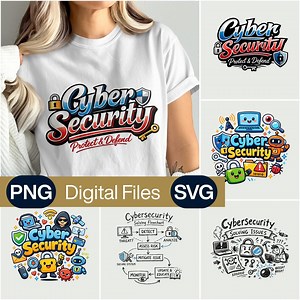 Cyber Security Clipart Digital PNG SVG Files 36 Commercial Use Security Graphics Cyber Designs Bundle Art Stylish Illustration POD - Etsy