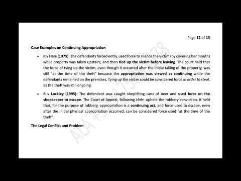 The Legal Elements of Robbery Cambridge International AS & A Level Law 9084