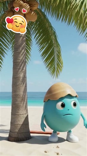 Cute Egg Climbing a Coconut Tree – Funny and Adorable Adventure