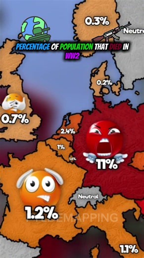 Percent of population that died in ww2 #mapping