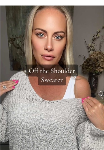 Such a great sweater! So soft and slouchy to throw on over any tank and any outfits #sweater #offtheshoulder #oversizedsweater #sweaterweather #tiktokshopbacktoschool