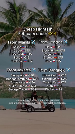 Find Cheap Flights Under €44 This February