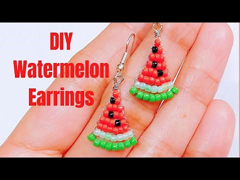 Watermelon Bead Earrings Step by Step Beginner tutorial with KraftWithRad - Summer Bead Earring DIY