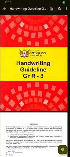 Handwriting Guidelines for Grades R to 3