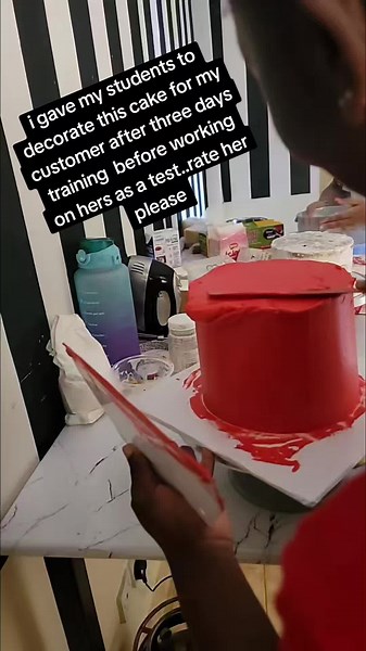 my client cake was decorated by my student after training for three day as she was waiting to do hers.. she did more than I expected. #beginnerclasses #fondantcake #bakingclasses #fyp #viraltiktok #cakes