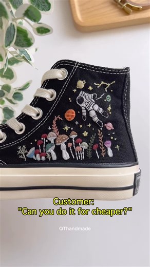Custom Converse Design on Instagram: "🥹 Handmade isn’t cheap… #embroidery #customshoes #embroideryshoes #handicraft #embroideredshoes #smallbusiness #handembroideredshoes"