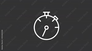 Animated stopwatch white line icon. Countdown tool. Precise measurement. Sport timer. Seamless loop HD video with alpha channel on transparent background. Motion graphic design for night mode vídeo de Stock